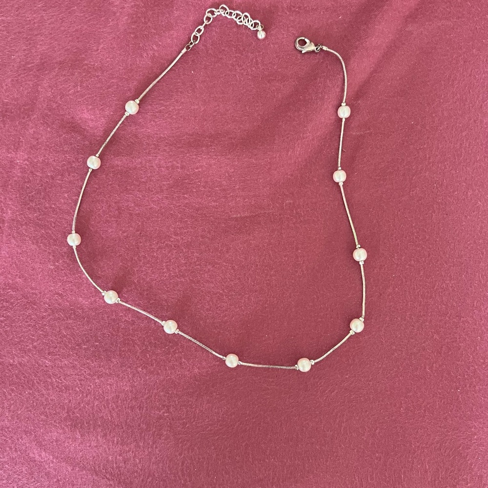 Sterling silver pearl necklace